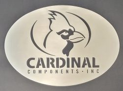 Cardinal Components logo metal sign 